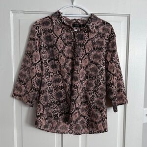 Apt. 9 Women's Pink and Black Snake Print Button‎ Down Shirt